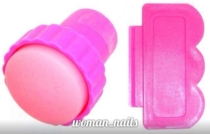 Штамп и скребок для стемпинга розовый